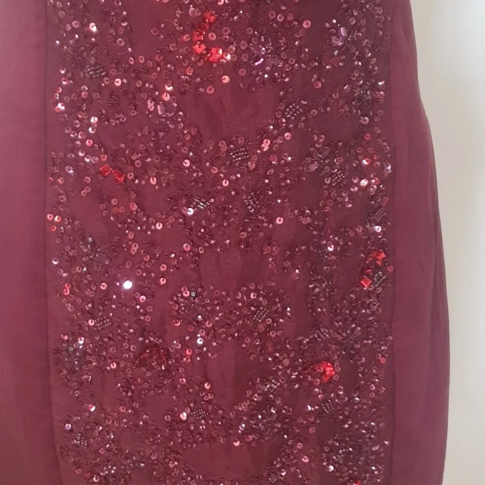 French Connection Size 14 Red Maroon Sequin Evening Dress - Picture 4 of 9